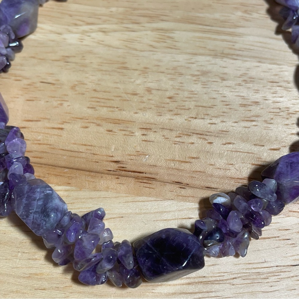 Natural Amethyst Multilayer Statement Necklace - image 3